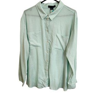 NEW Sanctuary Mint Green Boyfriend Collared Shirt Buttons Long Sleeves Size XXL